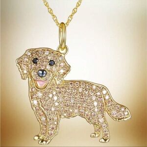 Golden Retriever Necklace, Rhinestone Golden Retriever Necklace, Dog Necklace